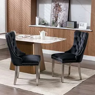 Elegant Velvet Dining Chairs Set with Metal Legs