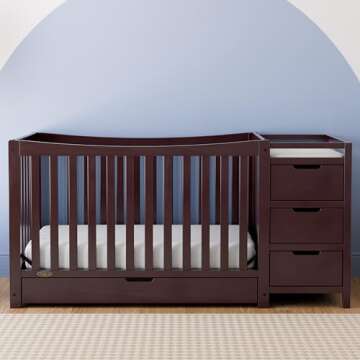 Graco Remi 4-In-1 Convertible Crib & Changer With Drawer (Espresso) – GREENGUARD Gold Certified, C...