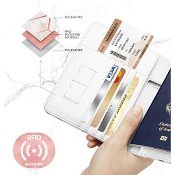 Nacuwa Passport Holder Cover - Stylish RFID Blocking Travel Wallet Case for Men & Women