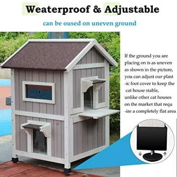 Rockever Outdoor Cat House, Large Outdoor Houses for Feral Cats Wooden Outside Cat Shelter Weatherproof with Escape Door