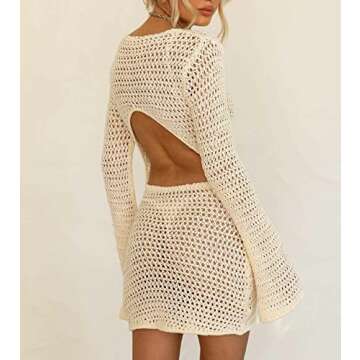 Fabumily Women Crochet Knit Mini Dress for Summer Beach Wear