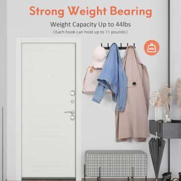 Optish 2 Pack Coat Rack Wall Mount, Coat Hooks Wall Mount, Wall Hooks for Hanging, Hat Rack for Wall, Coat Hanger Wall Mount, Towel Hooks for Bathrooms