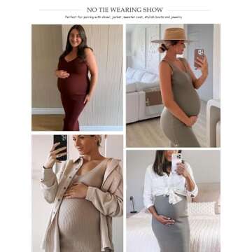 WANTROY Maternity Dress Rib Knit Sleeveless V Neck Casual Summer Pregnancy Dresses for Photoshoot Baby Shower Light Blue