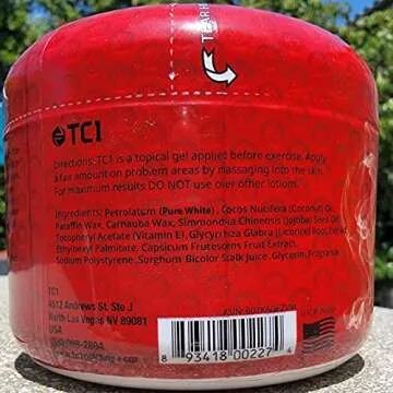 TC1 Sweat Ignition Workout Gel, Topical Thermogenic with Capsaicin, 6 oz Jar