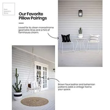 Two Queens Lane 4-Pack Boho Throw Pillow Cover and Case for Couch, Sofa or Bed, Geometric, Modern Decor Design, 100% Cotton, 18 x 18 Inch, Sonoma Set