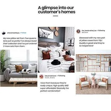 Two Queens Lane 4-Pack Boho Throw Pillow Cover and Case for Couch, Sofa or Bed, Geometric, Modern Decor Design, 100% Cotton, 18 x 18 Inch, Sonoma Set