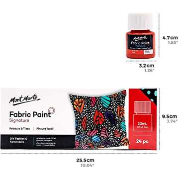 Mont Marte Signature Fabric Paint Set - 24 Colors for DIY Art