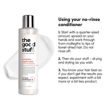 THE GOOD STUFF Complete Repair Balm for Damaged Hair | Lightweight, Leave In Conditioner Provides Strength, Protection, Softness, and Shine All Day Long | Hair Cream For Curly Hair | Certified Vegan and Cruelty-Free