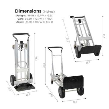 COSCO 4-in-1 Folding Series Hand Truck with Flat-Free Wheels
