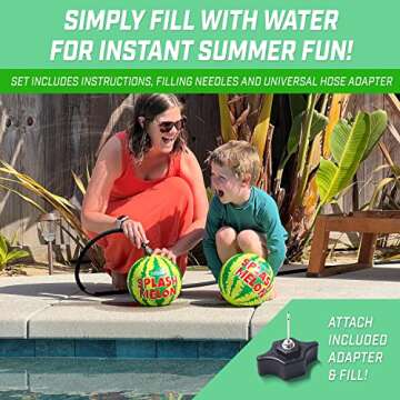 GoSports Splash Melon Pool Ball Party Toy - Includes Two 9 Inch Watermelons, Hose Fill Adapter, and 3 Needles