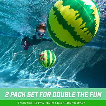 GoSports Splash Melon Pool Ball Party Toy - Includes Two 9 Inch Watermelons, Hose Fill Adapter, and 3 Needles