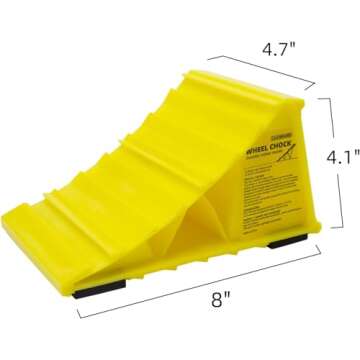 LEAD BRAND Wheel Chocks with Non Slip Base, Suitable for Most Tyre Sizes.Ideal Chocks for RV&Trailer, (L8 L x W4.7 x H4.1), Pack of 2 and Carry Bag.