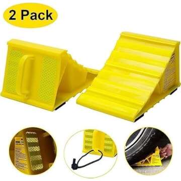 LEAD BRAND Wheel Chocks with Non Slip Base, Suitable for Most Tyre Sizes.Ideal Chocks for RV&Trailer, (L8 L x W4.7 x H4.1), Pack of 2 and Carry Bag.