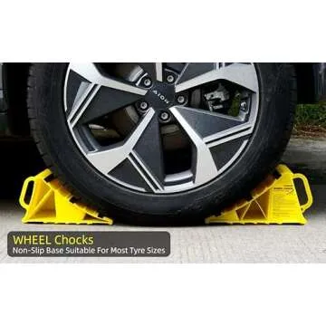 LEAD BRAND Wheel Chocks with Non Slip Base, Suitable for Most Tyre Sizes.Ideal Chocks for RV&Trailer, (L8 L x W4.7 x H4.1), Pack of 2 and Carry Bag.