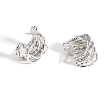 KELMALL Silver Hoop Statement Earrings for Women Multiple Looped Shaped Earring Lightweight 925 Sterling Silver Post