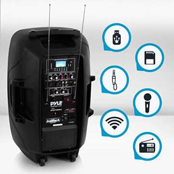 Pyle PPHP1299WU.5 Karaoke Portable PA Speaker System - 1000W Active Powered Wireless Bluetooth Compa...