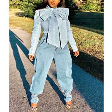 ECHOINE Women Casual Denim Jacket - Short Sleeve V Neck Backless Jean Jackets Coat Plus Size Light Blue 3XL