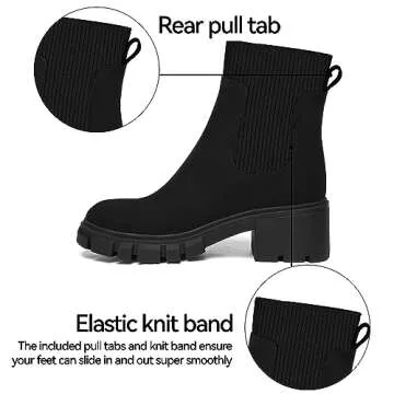 Athlefit Women's Chelsea Boots Fashion Slip on Platform Ankle Boots Lug Sole Chunky Booties