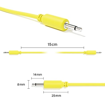 ExcelValley - 5-Pack Mono Modular Patch Cables - TS 3.5mm 1/8" Eurorack Synthesizer [Yellow | 45 cm ...