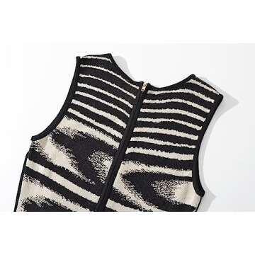 efvandoloe Summer Chic Abstract Knitted Long Dress Women Crew Neck Sleeveless Stretchable Slim Maxi Dresses (as1, Alpha, m, Regular, Regular, Black)