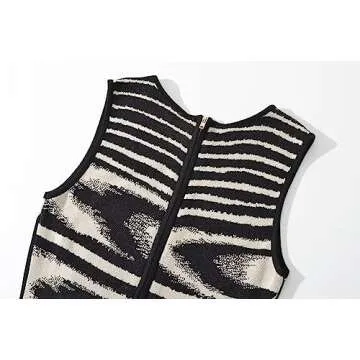 efvandoloe Summer Chic Abstract Knitted Long Dress Women Crew Neck Sleeveless Stretchable Slim Maxi Dresses (as1, Alpha, m, Regular, Regular, Black)