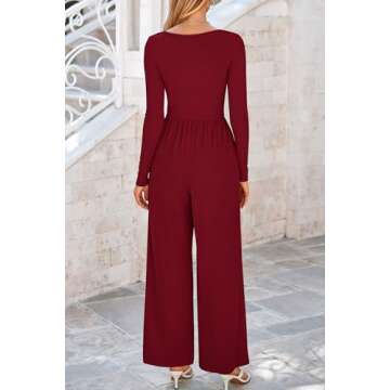 PRETTYGARDEN Women's Spring Fall Fashion One Piece Jumpsuits Dressy Casual Long Sleeve Wide Leg Ribb...