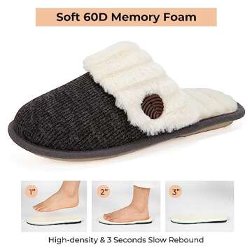 HomeTop Women's Faux Alpaca Slippers Warm Soft Comfy Bedroom Indoor House Shoes with Fuzzy Collar Dark Gray, 9-10 US