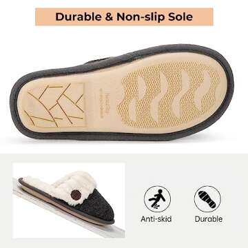 HomeTop Women's Faux Alpaca Slippers Warm Soft Comfy Bedroom Indoor House Shoes with Fuzzy Collar Dark Gray, 9-10 US