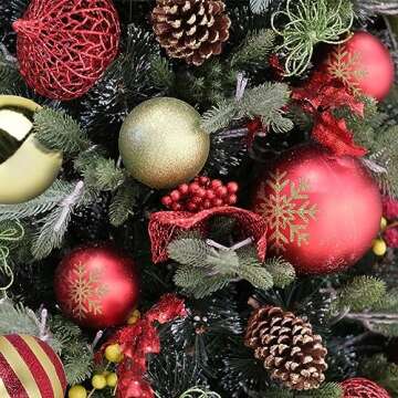 50pcs Christmas Balls 1.6" Christmas Tree Decoration Ornaments for Xmas Tree Holiday Wreath Garland Decor Ornaments, Red and Gold, 4cm