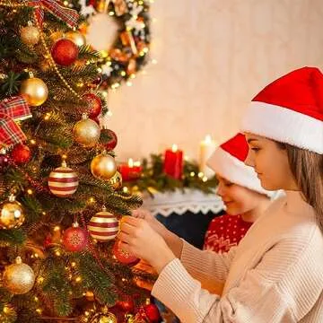 50pcs Christmas Balls 1.6" Christmas Tree Decoration Ornaments for Xmas Tree Holiday Wreath Garland Decor Ornaments, Red and Gold, 4cm