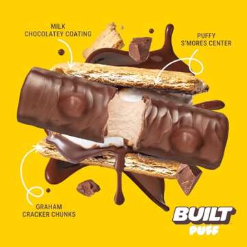 BUILT Puffs Protein Bars, S'mores Chunk Puff, High Protein Bars, 15g High Protein Snacks, On-The-Go ...