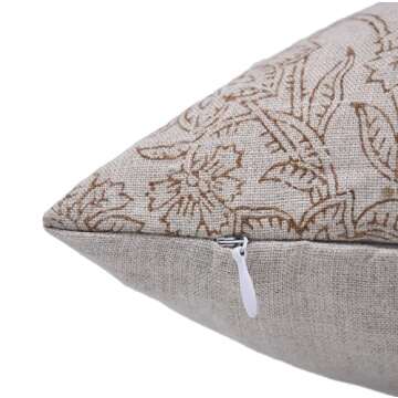 Fabritual Handmade Block Print Linen Pillow Cover for Home