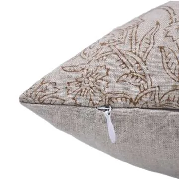 Fabritual Handmade Block Print Linen Pillow Cover for Home