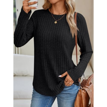 AUTOMET Womens Long Sleeve Shirts Fall Fashion Tops 2025 Crewneck Dressy Sweaters Tunic Winter Cloth...
