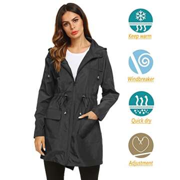 LOMON Lightweight Waterproof Rain Jacket for Women