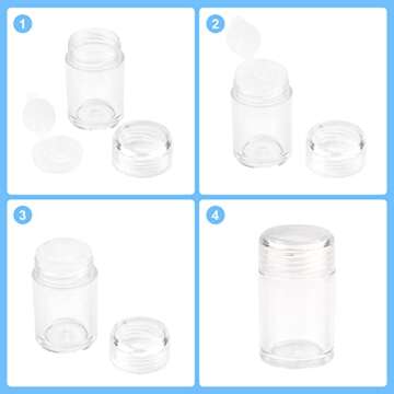 Eyeshow 6 Pack Clear Plastic Loose Powder Jar - 10 ml Empty Face Powder Case with Sifter and Sample Pots