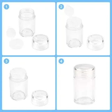 Eyeshow 6 Pack Clear Plastic Loose Powder Jar - 10 ml Empty Face Powder Case with Sifter and Sample Pots