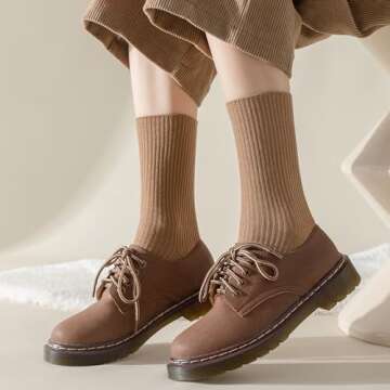 Flydo 6 Pack Crew Socks for Women Cotton Socks Cute Casual Athletic Socks Soft Womens Socks Aestheti...