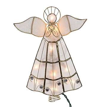 Kurt Adler 10-Light Capiz Angel Treetop with Trumpet (Clear)