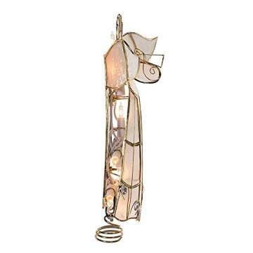 Kurt Adler 10-Light Capiz Angel Treetop with Trumpet (Clear)