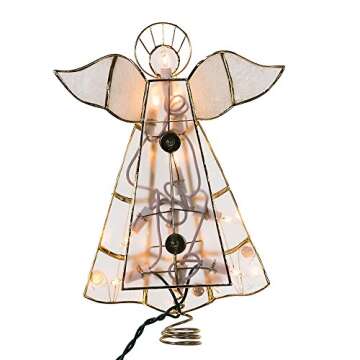 Kurt Adler 10-Light Capiz Angel Treetop with Trumpet (Clear)