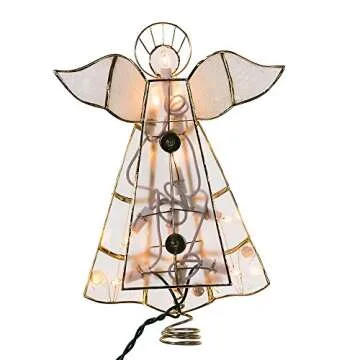 Kurt Adler 10-Light Capiz Angel Treetop with Trumpet (Clear)