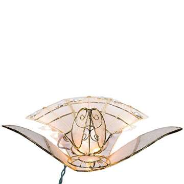 Kurt Adler 10-Light Capiz Angel Treetop with Trumpet (Clear)