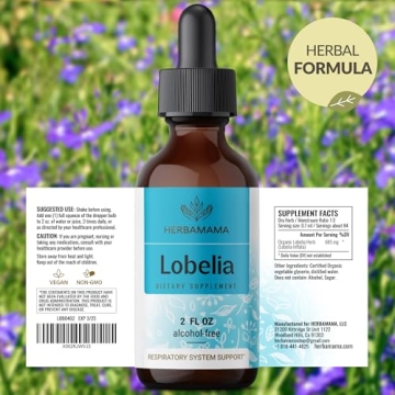 Herbamama Lobelia Tincture for Lung Health - Vegan & Natural