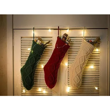 Fesciory Christmas Stockings Large Cable Knitted Gift