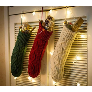 Fesciory Christmas Stockings Large Cable Knitted Gift