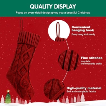 Fesciory Christmas Stockings Large Cable Knitted Gift