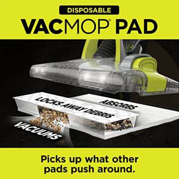 Shark VACMOP Disposable Hard Floor Pad Refills, Compatible with VM252 & VM180, No-touch Disposal, Fo...