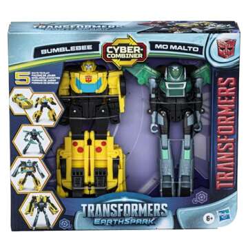 Transformers EarthSpark Cyber-Combiner Bumblebee and Mo Malto Robot Action Figures, Interactive Toys...