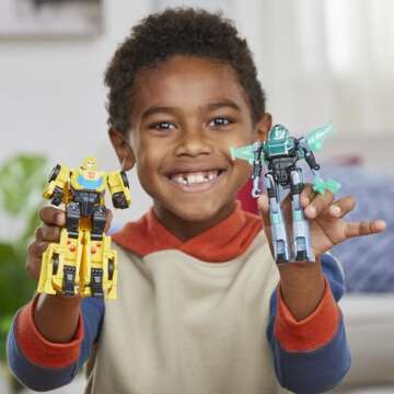 Transformers EarthSpark Cyber-Combiner Bumblebee and Mo Malto Robot Action Figures, Interactive Toys for Boys and Girls Ages 6 and Up